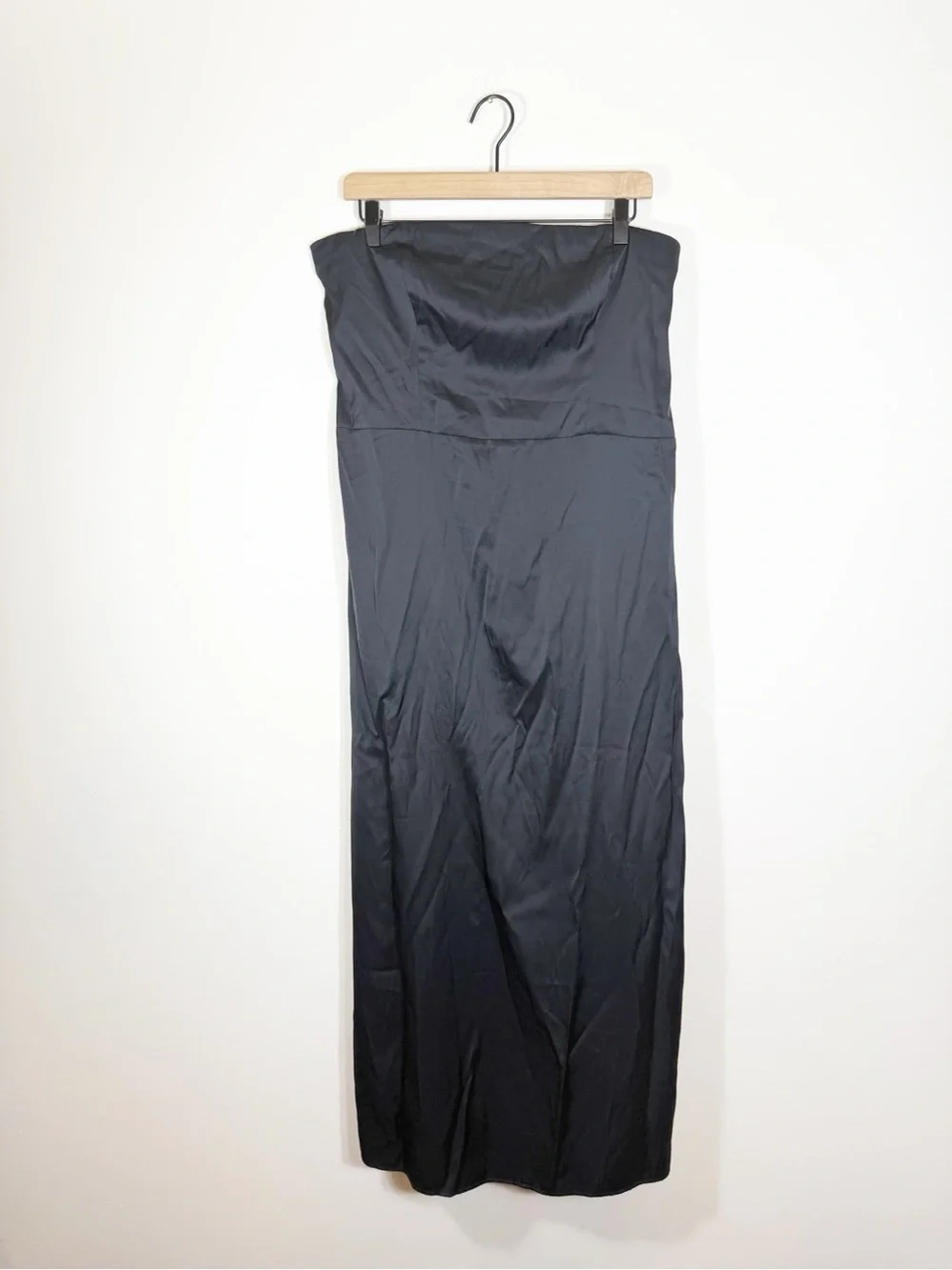 Abercrombie Black Satin Sculpt Strapless Maxi Dress XL